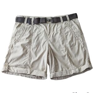 CALVIN Klein cotton safari belted shorts with pockets beige tan color size 10 B1